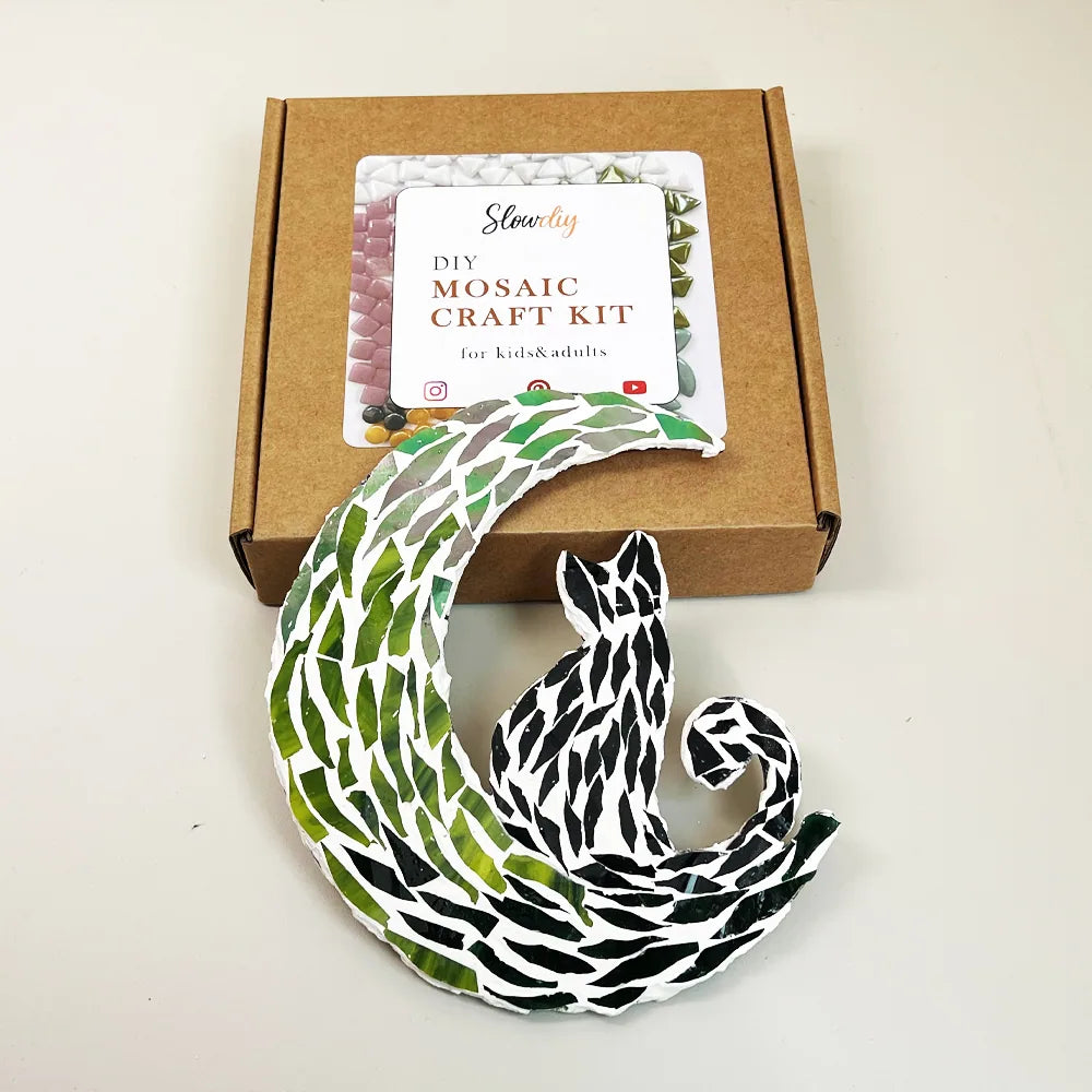 Cat on Crescent Moon Mosaic Kit